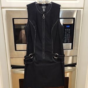 INC International Concepts Black Dress with White Accents